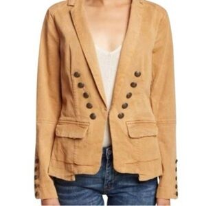 Free peoplee military style tan jean jacket